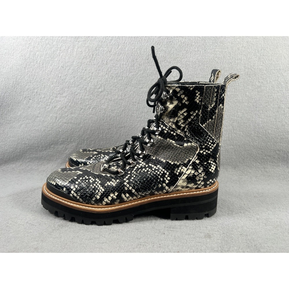 Marc Fisher Izzie 2 Lugsole Boots Women 8 LTD Combat Embossed Snakeskin Snake